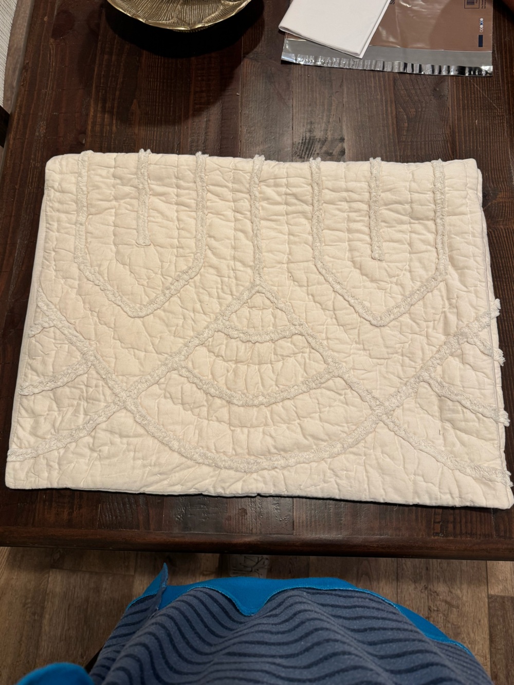 Cream Quilted Decorative Pillowcases Geometric Tufting (2)